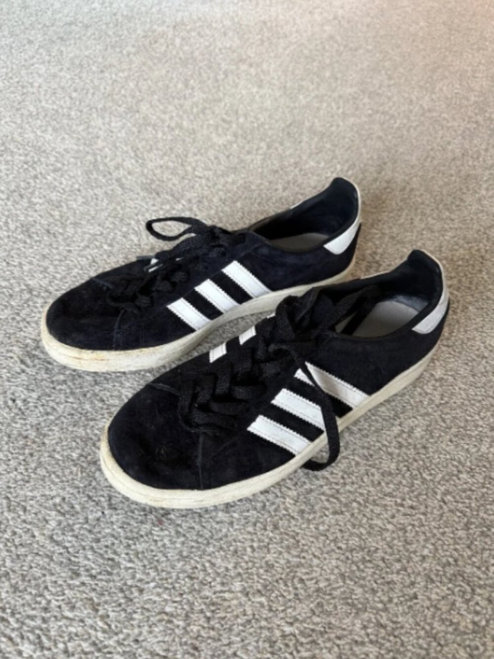 Adidas Men’s Black Suede Casual Sneakers with White Stripes